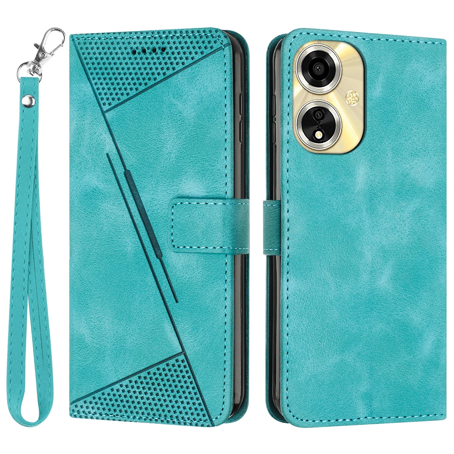 For Oppo A59 5G / A2m 5G Shockproof Case Triangle Imprinted Leather Phone Cover with Stand For Oppo A59 5G / A2m 5G Shockproof Case Triangle Imprinted Leather Phone Cover with Stand